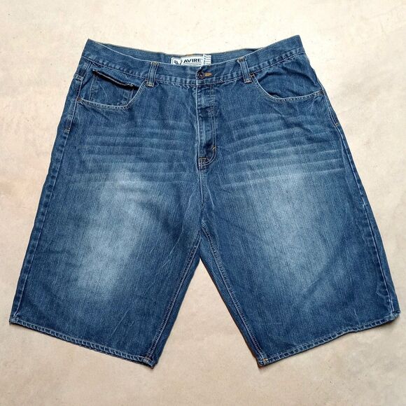 Avirex Denim Shorts Fits 42 Wide Leg Baggy Y2K Skater Long Inseam - Picture 1 of 6